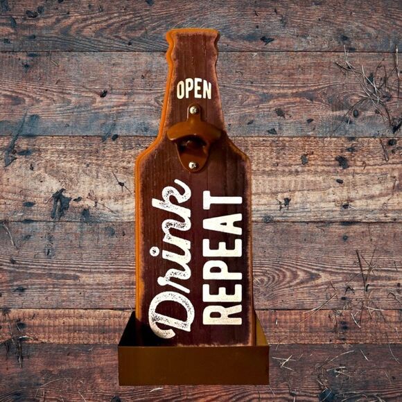 Beer Bottle Opener l Wood Plaque l Bottle-cap bin l 3 styles l Wall hanging New - Picture 4 of 8